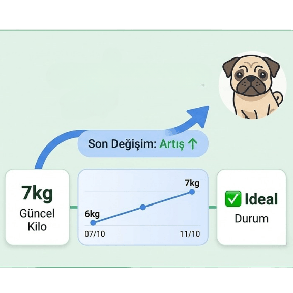 Gelişim Takibi - evcil hayvanın sağlık ve büyüme verilerini gösteren grafik ekranı