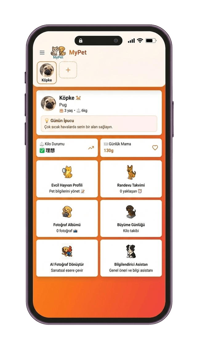 MyPet uygulama ekranı 1